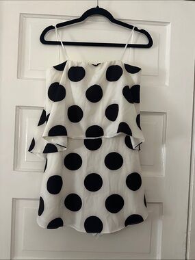 DO+BE White Mini Romper with Black Polka Dots